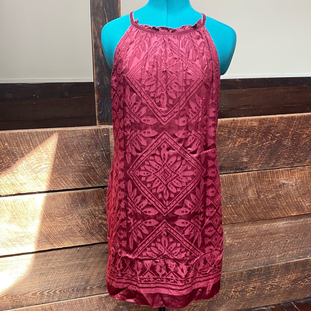 MSSP Crimson Gothic Swing Dress w Velvet Neckband